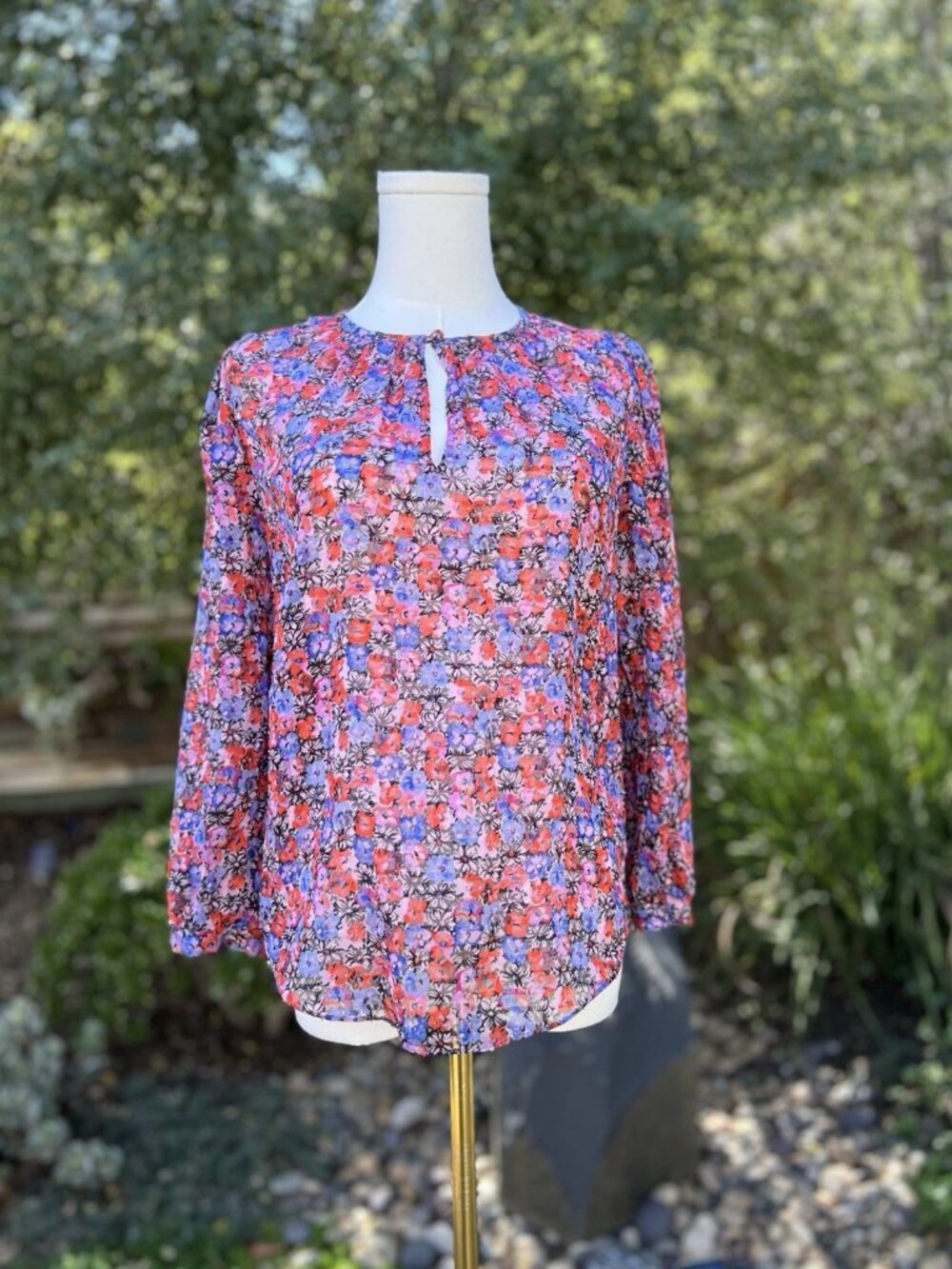 REBECCA TAYLOR Womens Blouse 100% Silk Button Up Floral Shirt size 0 NWT